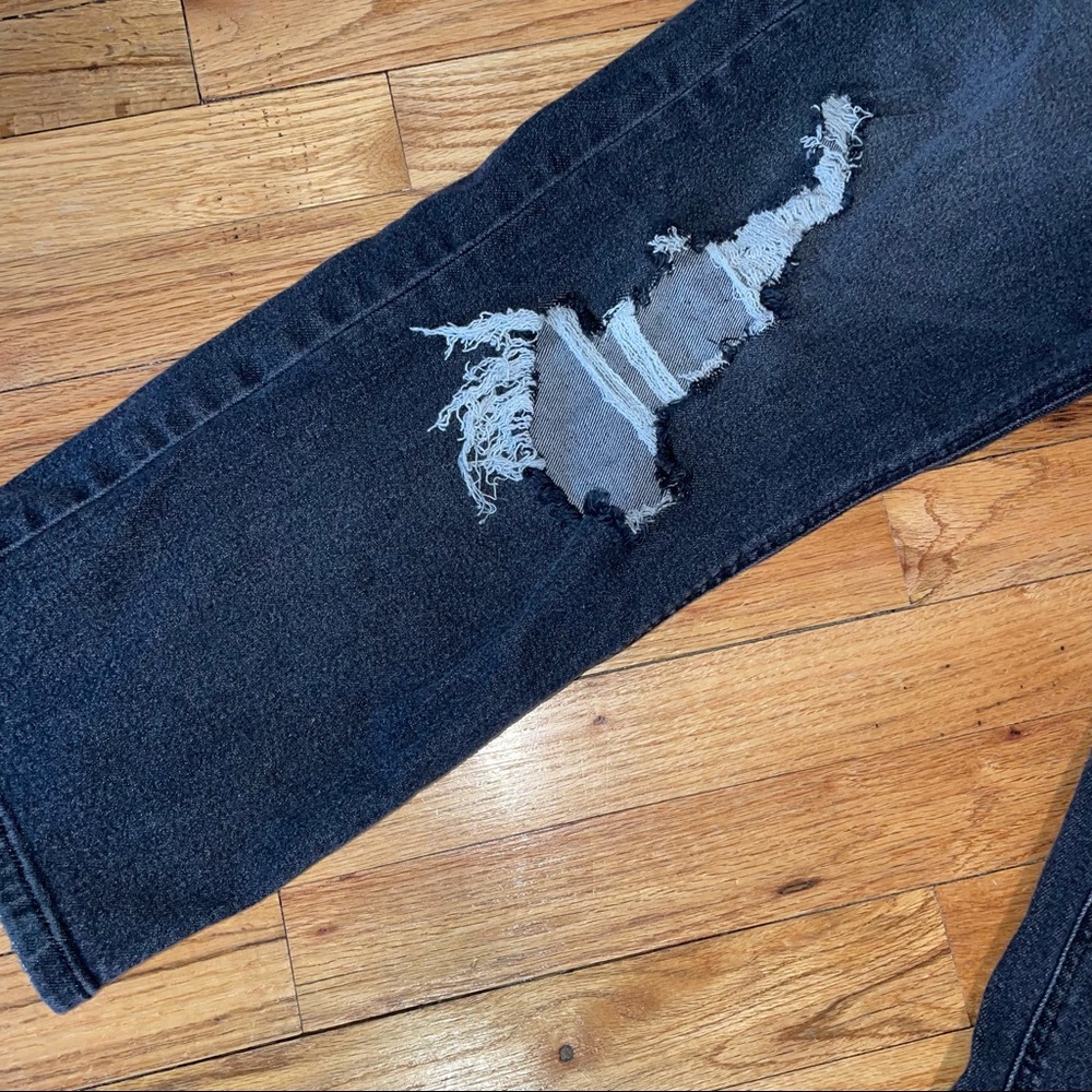 Gray-Black Ripped Straight Jeans - Picture 6 of 6